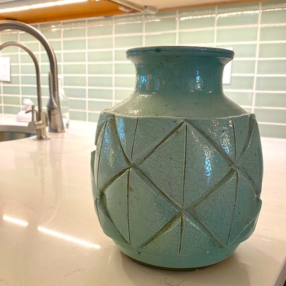 West Elm robins egg blue vase- handmade